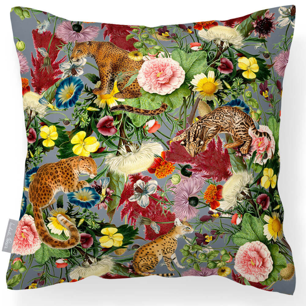 Outdoor Garden Waterproof Cushion - Junglescape in French Grey 45 x 45 cm | Izabela Peters