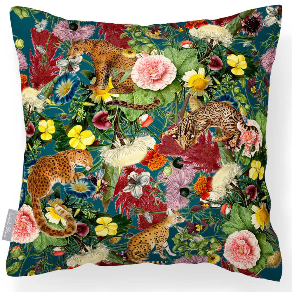 Outdoor Garden Waterproof Cushion - Junglescape - Teal 45 x 45 cm by Izabela Peters