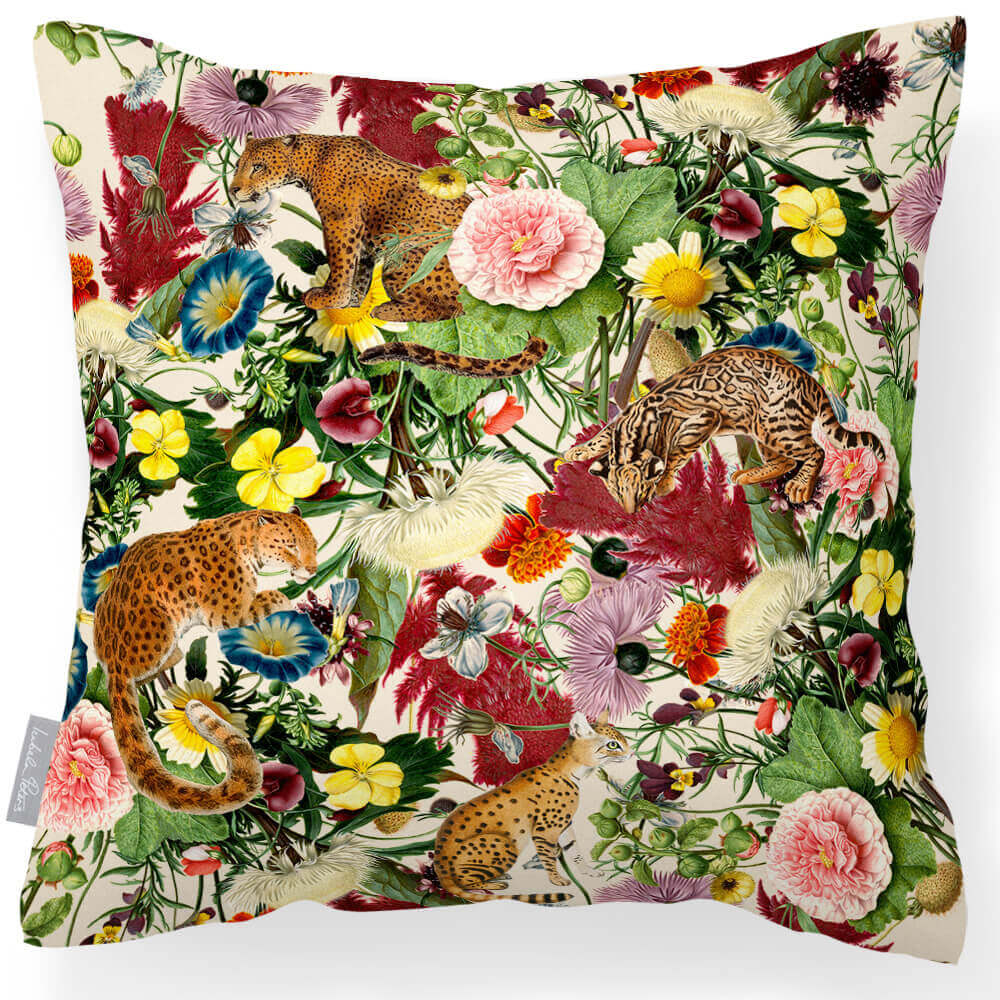 Outdoor Garden Waterproof Cushion - Junglescape - Ivory Cream 45 x 45 cm by Izabela Peters