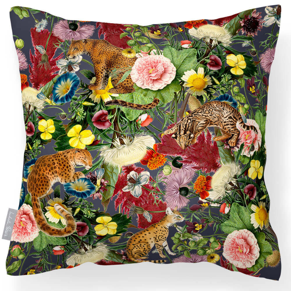 Outdoor Garden Waterproof Cushion - Junglescape - Graphite 45 x 45 cm by Izabela Peters