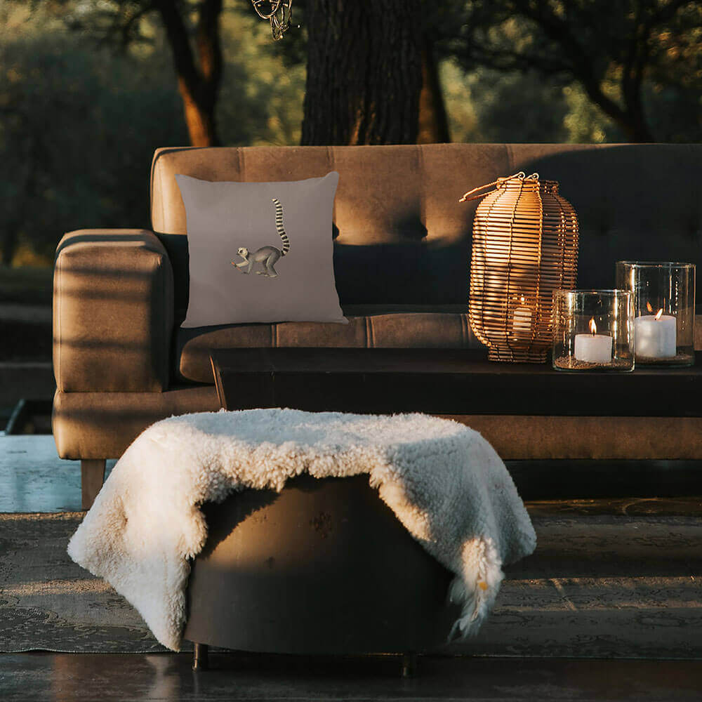 Outdoor Garden Waterproof Cushion - Lemur - Dovedale Stone 45 x 45 cm by Izabela Peters