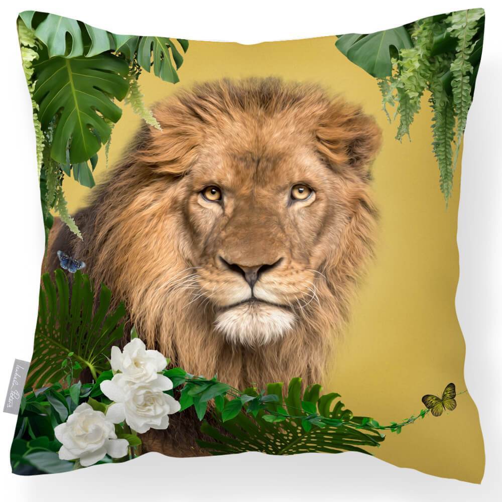 Outdoor Garden Waterproof Cushion - Lion King in Mustard 50 x 50 cm | Izabela Peters