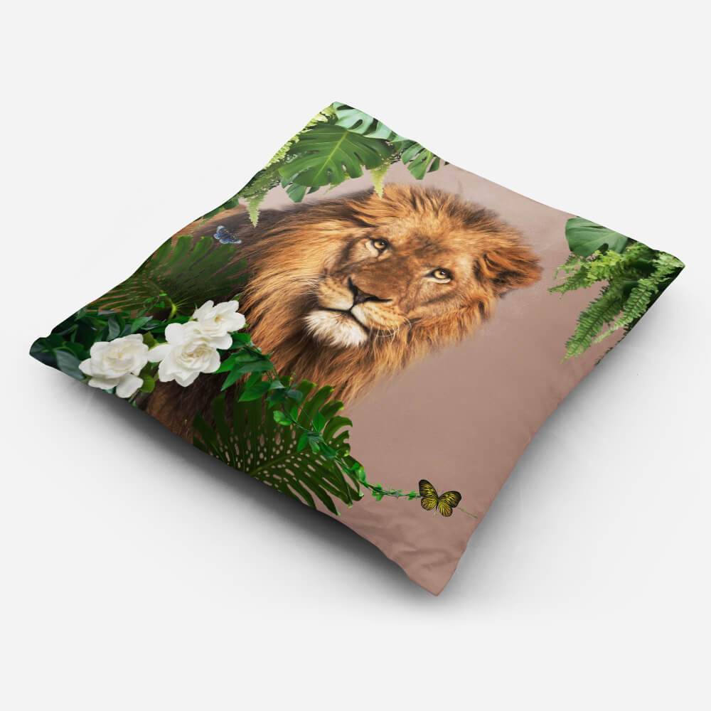 Outdoor Garden Waterproof Cushion - Lion King - Taupe 50 x 50 cm by Izabela Peters