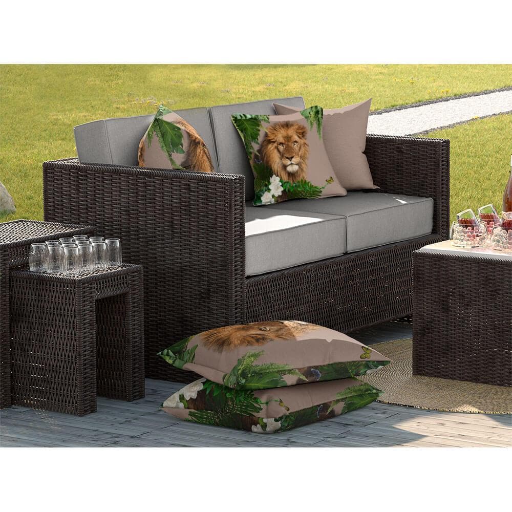 Outdoor Garden Waterproof Cushion - Lion King - Taupe 50 x 50 cm by Izabela Peters
