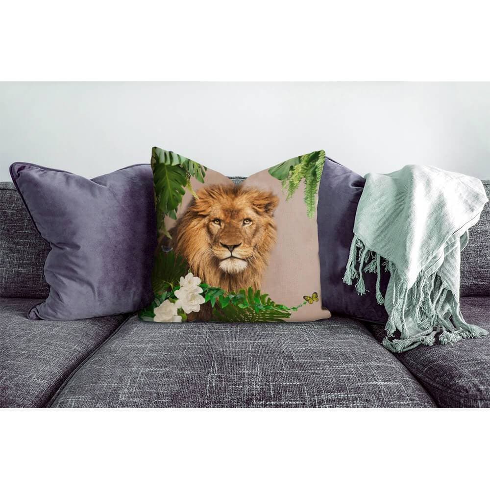 Outdoor Garden Waterproof Cushion - Lion King - Taupe 50 x 50 cm by Izabela Peters