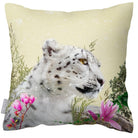 Outdoor Garden Waterproof Cushion - Majestic Snow Leopard - Cream 50 x 50 cm by Izabela Peters