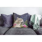 Outdoor Garden Waterproof Cushion - Majestic Snow Leopard - Graphite 50 x 50 cm by Izabela Peters