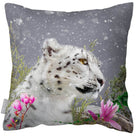 Outdoor Garden Waterproof Cushion - Majestic Snow Leopard - Grey 50 x 50 cm by Izabela Peters