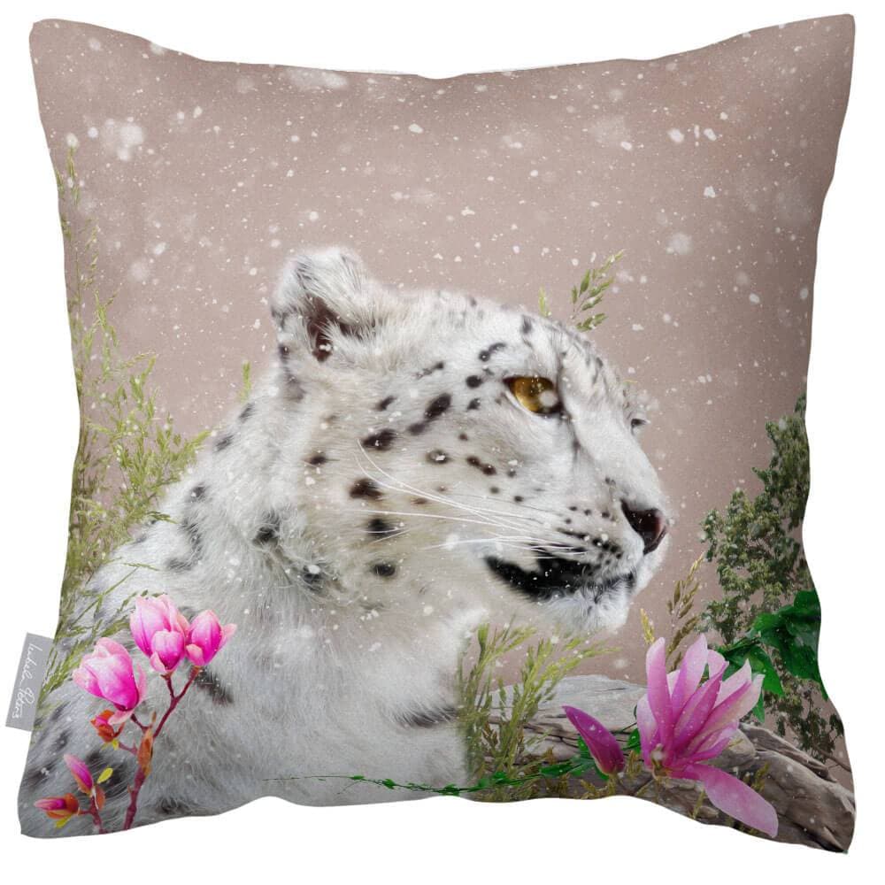Outdoor Garden Waterproof Cushion - Majestic Snow Leopard - Taupe 50 x 50 cm by Izabela Peters