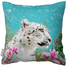 Outdoor Garden Waterproof Cushion - Majestic Snow Leopard - Prussian Blue 50 x 50 cm by Izabela Peters