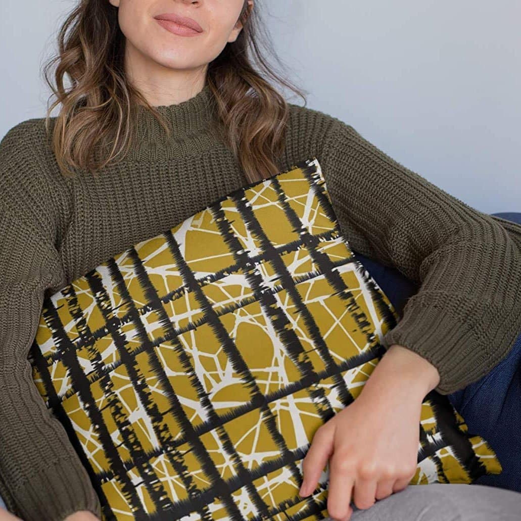 Outdoor Garden Waterproof Cushion - Manhattan - Mustard 50 x 50 cm by Izabela Peters