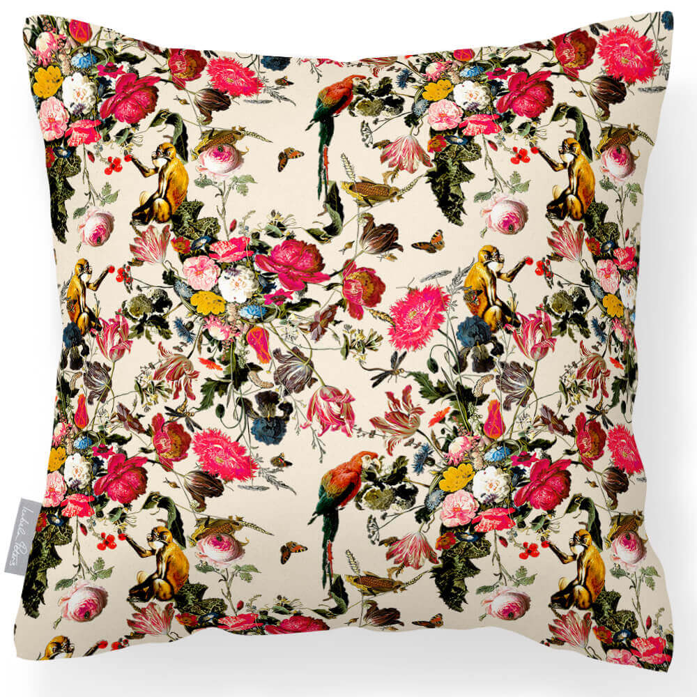 Outdoor Garden Waterproof Cushion - Monkey Puzzle - Ivory Cream 45 x 45 cm by Izabela Peters