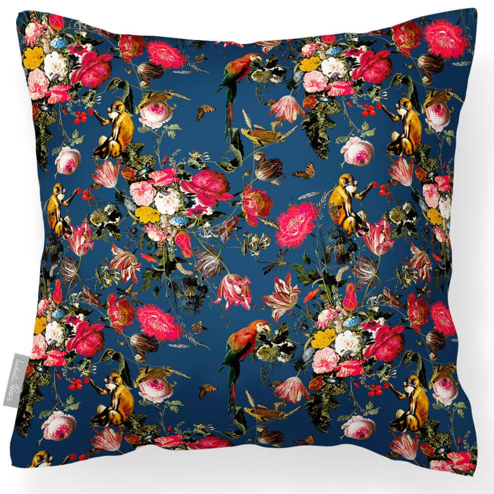 Outdoor Garden Waterproof Cushion - Monkey Puzzle - Estate Blue 45 x 45 cm by Izabela Peters