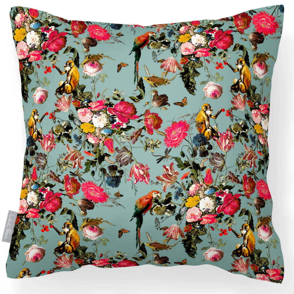 Outdoor Garden Waterproof Cushion - Monkey Puzzle - Blue Surf 45 x 45 cm by Izabela Peters