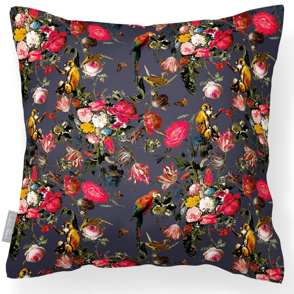 Outdoor Garden Waterproof Cushion - Monkey Puzzle - Graphite 45 x 45 cm by Izabela Peters
