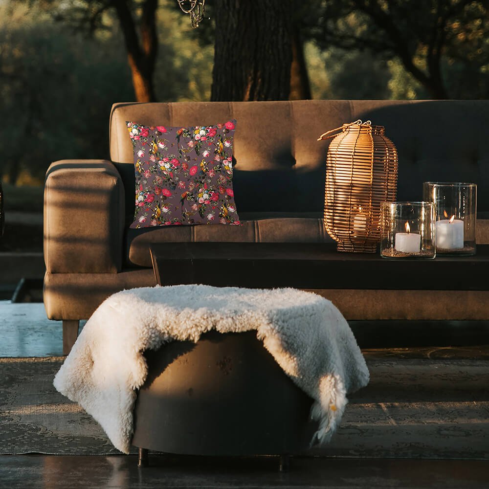 Outdoor Garden Waterproof Cushion - Monkey Puzzle - Italian Grape 45 x 45 cm by Izabela Peters