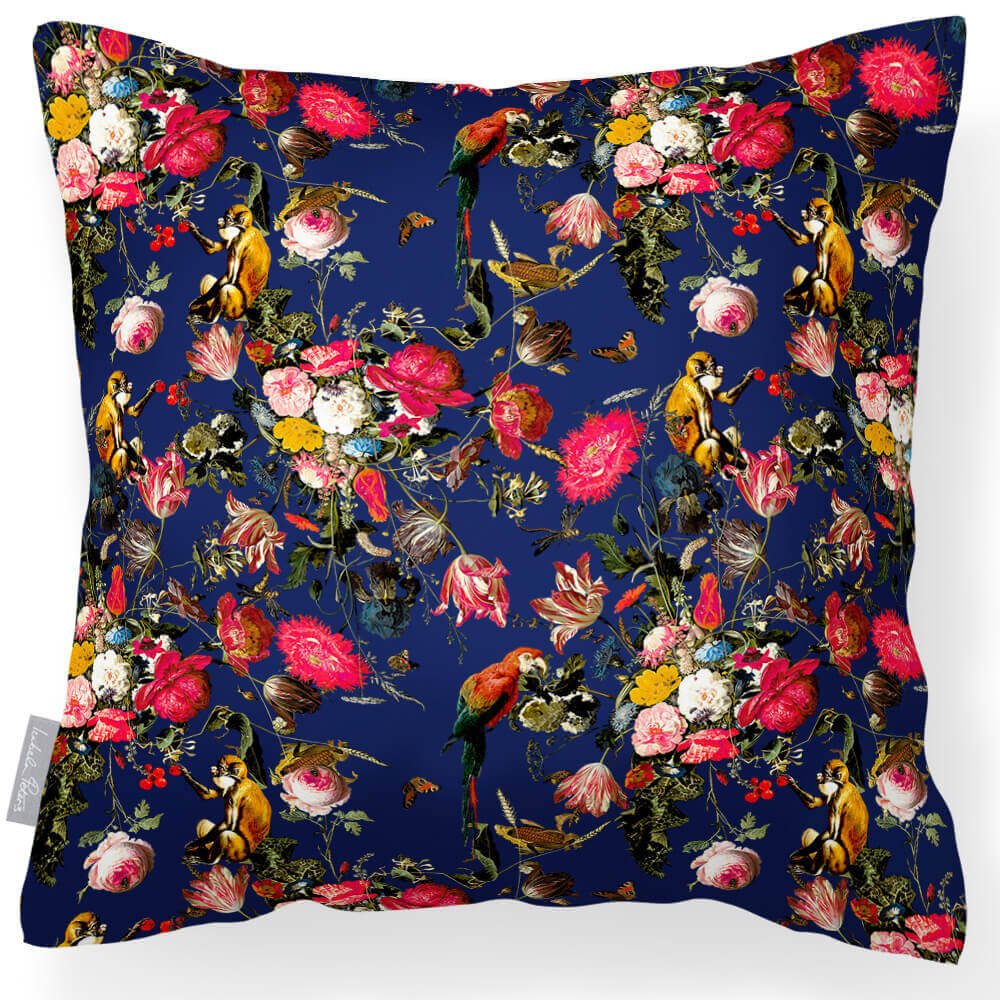 Outdoor Garden Waterproof Cushion - Monkey Puzzle - Midnight 45 x 45 cm by Izabela Peters