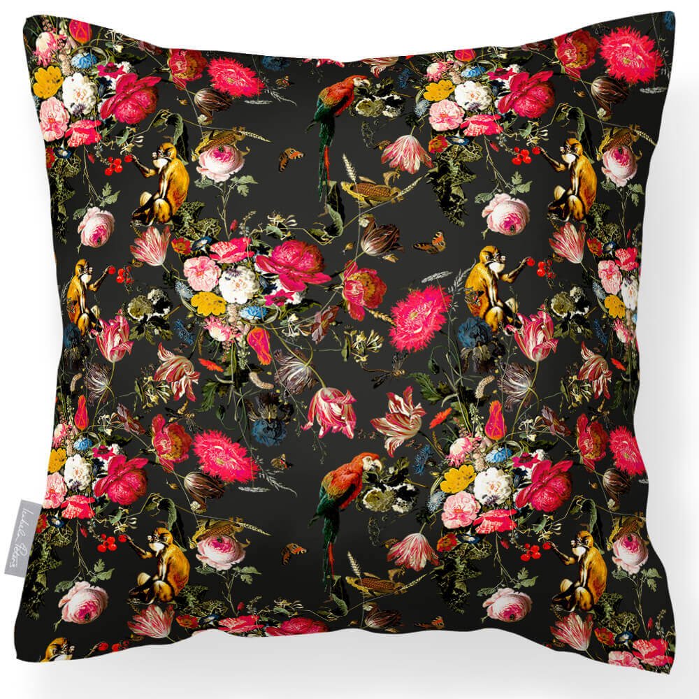 Outdoor Garden Waterproof Cushion - Monkey Puzzle - Charcoal 45 x 45 cm by Izabela Peters