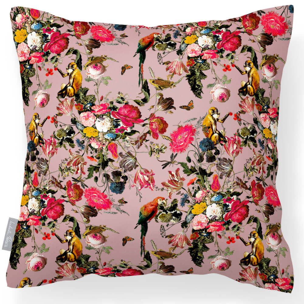 Outdoor Garden Waterproof Cushion - Monkey Puzzle - Rosewater 45 x 45 cm by Izabela Peters