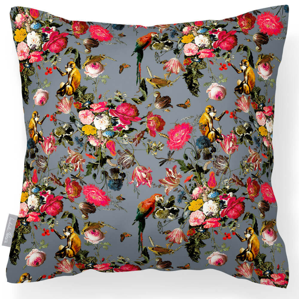 Outdoor Garden Waterproof Cushion - Monkey Puzzle - French Grey 45 x 45 cm by Izabela Peters