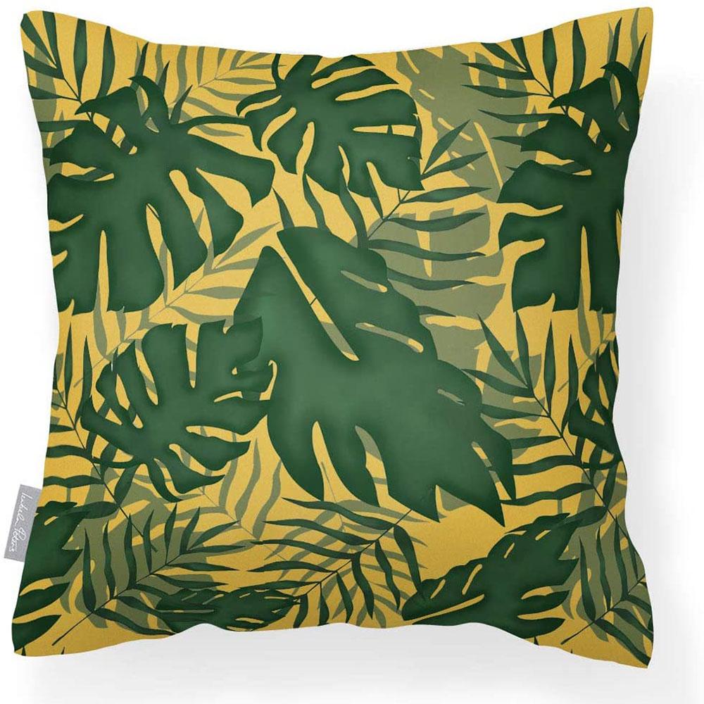 Outdoor Garden Waterproof Cushion - Palm Leaf - Mustard 50 x 50 cm by Izabela Peters
