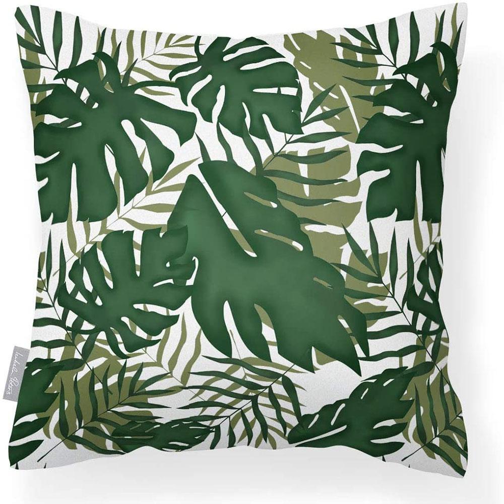 Outdoor Garden Waterproof Cushion - Palm Leaf - White 50 x 50 cm by Izabela Peters