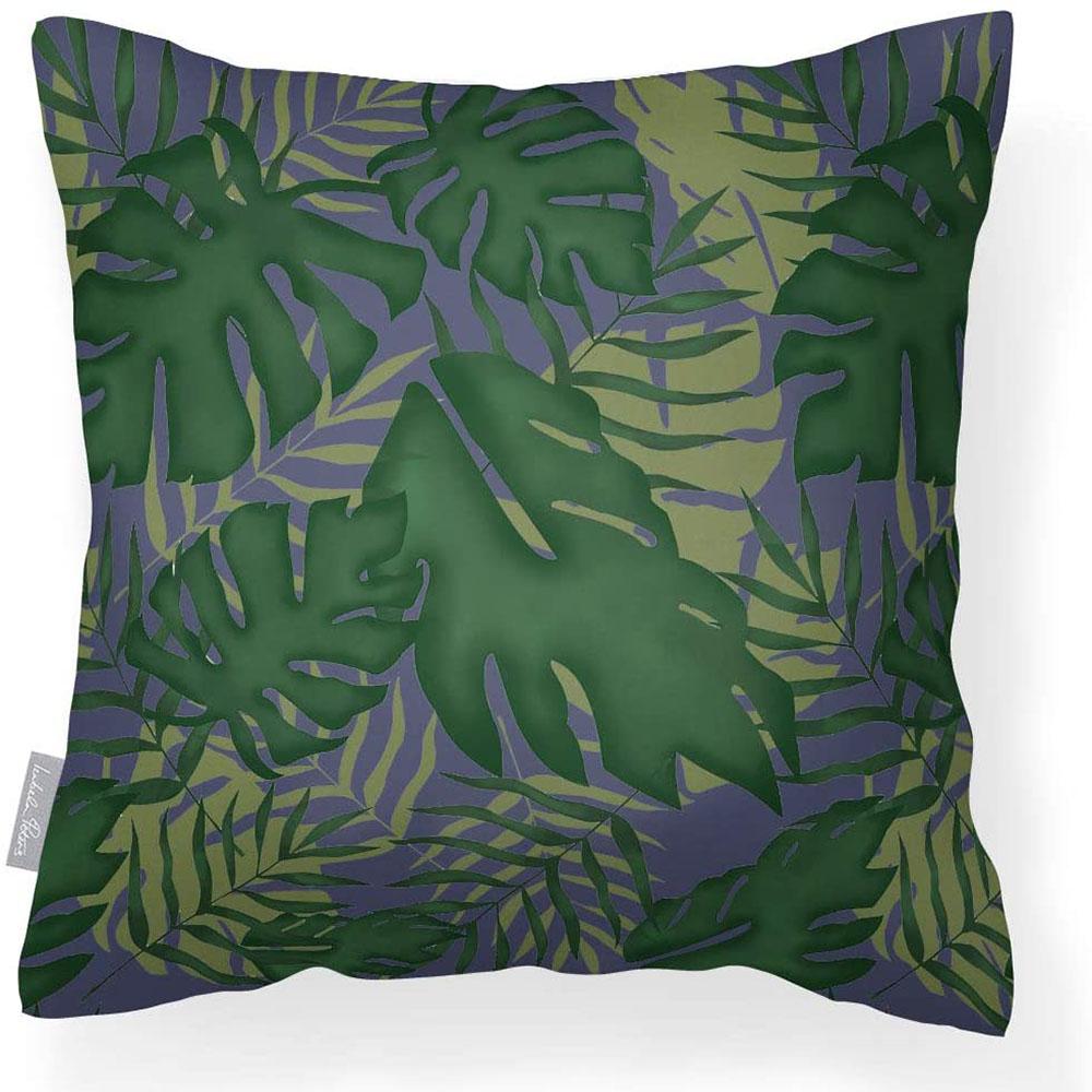 Outdoor Garden Waterproof Cushion - Palm Leaf - Grey 50 x 50 cm by Izabela Peters