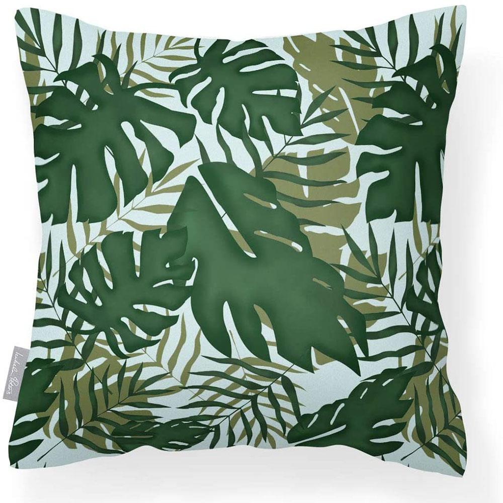 Outdoor Garden Waterproof Cushion - Palm Leaf - Duck Egg 50 x 50 cm by Izabela Peters