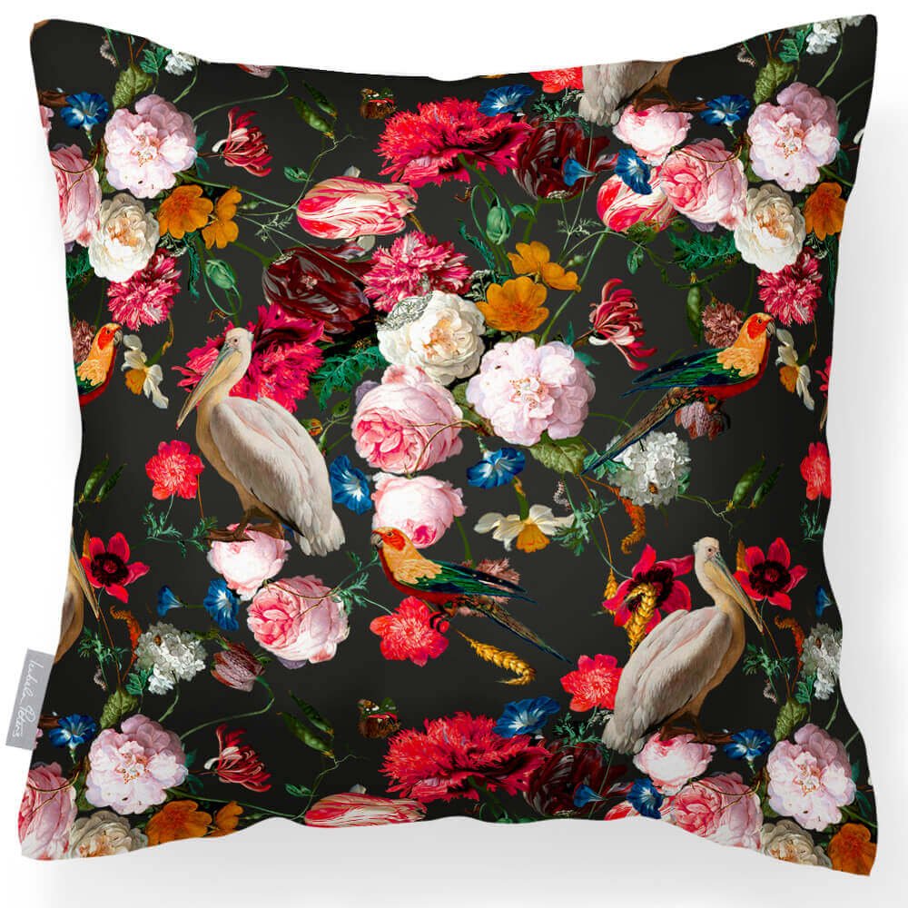 Outdoor Garden Waterproof Cushion - Peruvian Paradise  Izabela Peters Charcoal 40 x 40 cm 