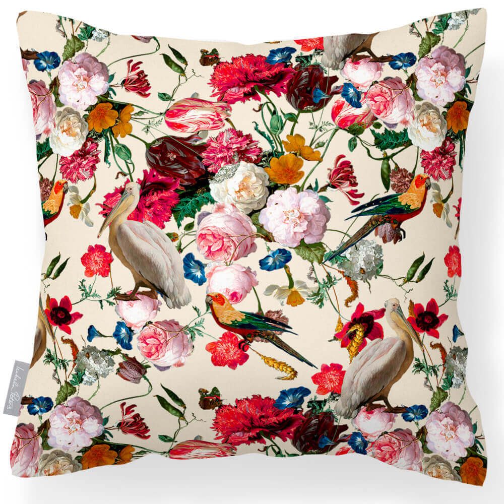Outdoor Garden Waterproof Cushion - Peruvian Paradise - Ivory Cream 45 x 45 cm by Izabela Peters