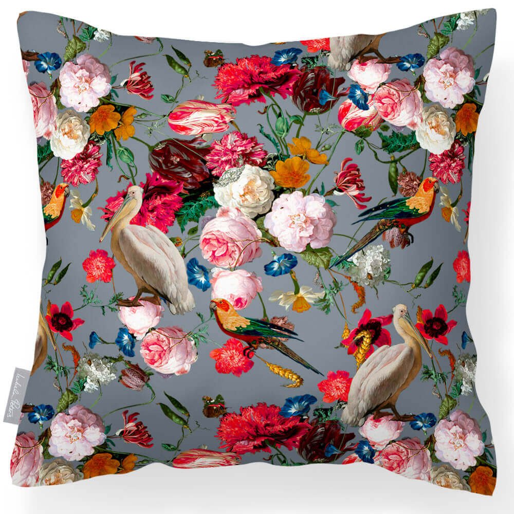 Outdoor Garden Waterproof Cushion - Peruvian Paradise - French Grey 45 x 45 cm by Izabela Peters