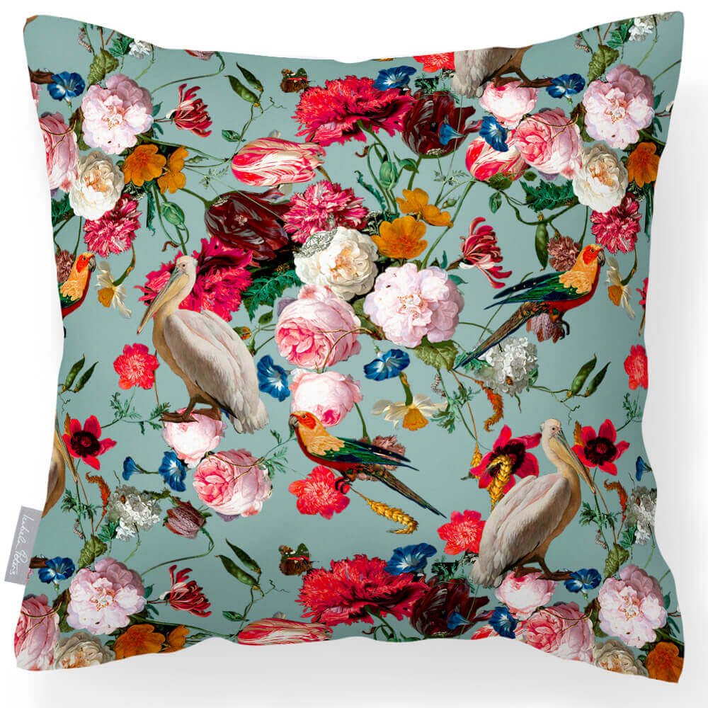 Outdoor Garden Waterproof Cushion - Peruvian Paradise - Blue Surf 45 x 45 cm by Izabela Peters