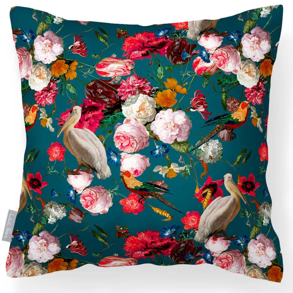 Outdoor Garden Waterproof Cushion - Peruvian Paradise - Teal 45 x 45 cm by Izabela Peters