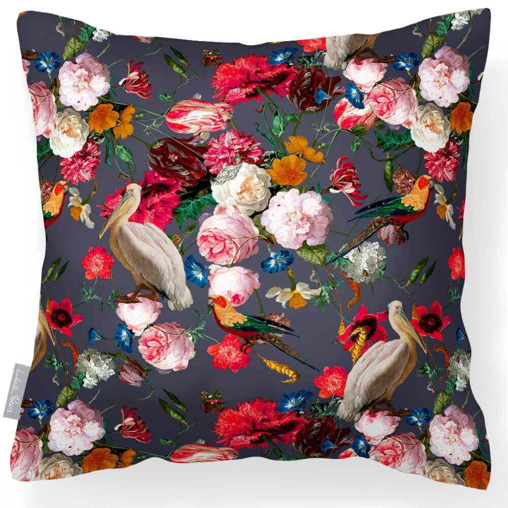 Outdoor Garden Waterproof Cushion - Peruvian Paradise - Graphite 45 x 45 cm by Izabela Peters