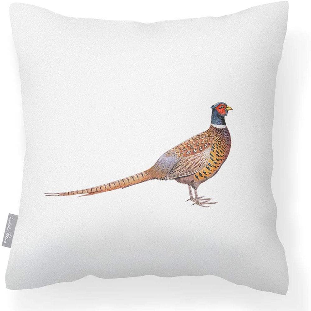 Outdoor Garden Waterproof Cushion - Pheasant - White 50 x 50 cm by Izabela Peters