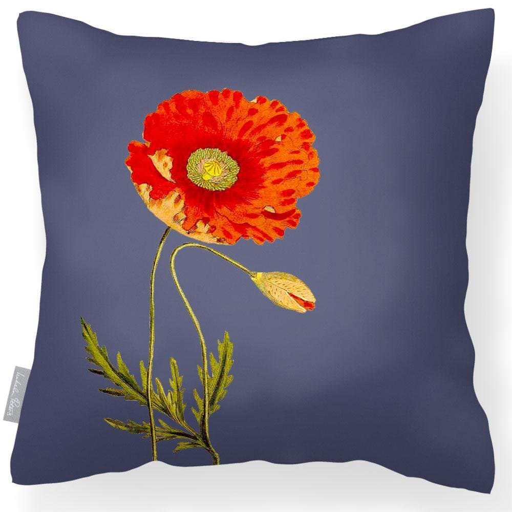 Outdoor Garden Waterproof Cushion - Poppy - White 50 x 50 cm by Izabela Peters