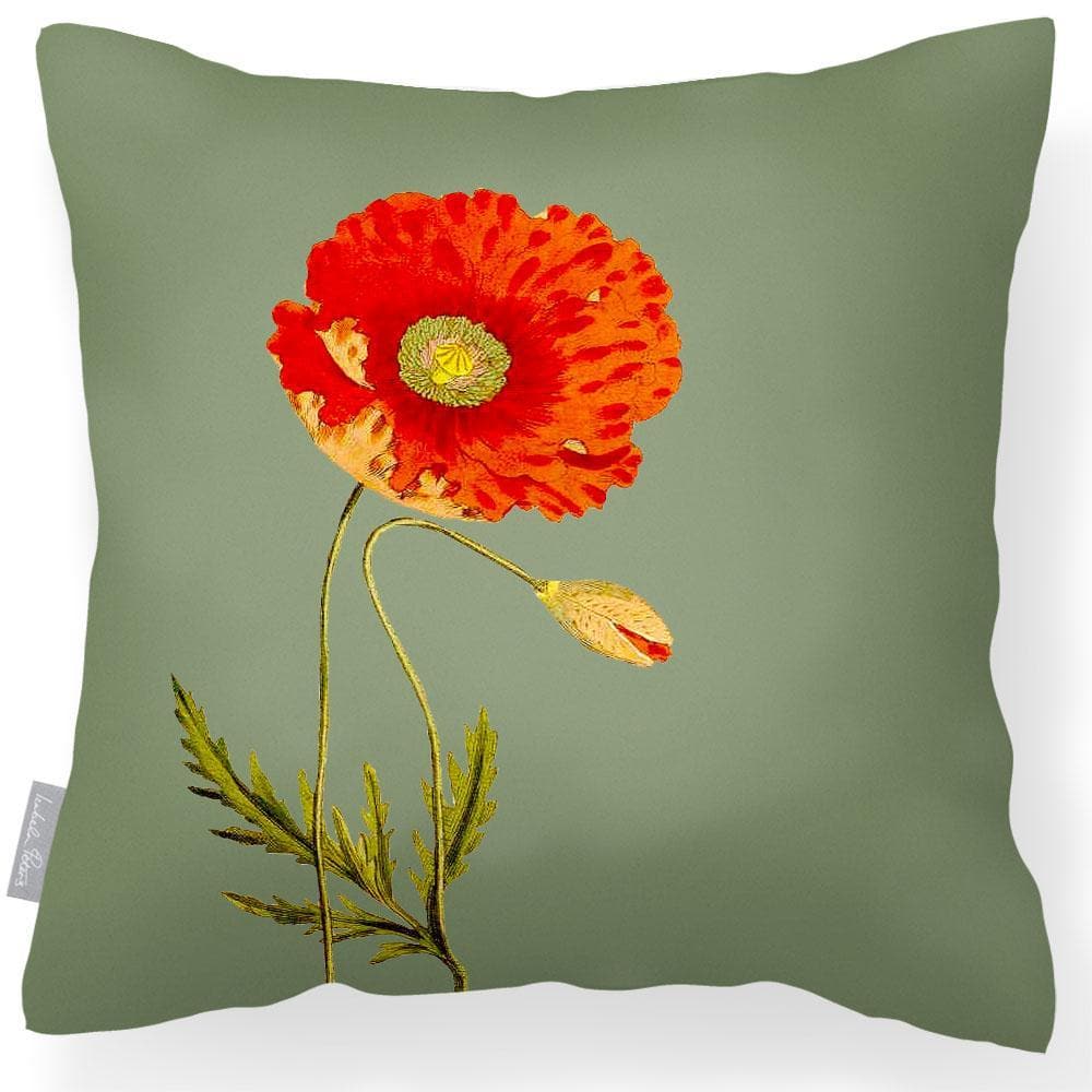 Outdoor Garden Waterproof Cushion - Poppy - Sage 50 x 50 cm by Izabela Peters
