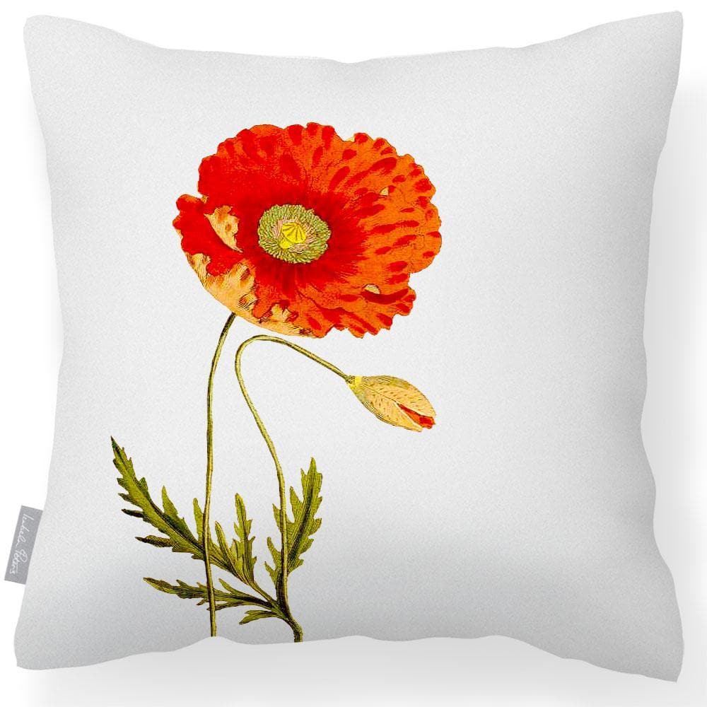 Outdoor Garden Waterproof Cushion - Poppy - White 50 x 50 cm by Izabela Peters