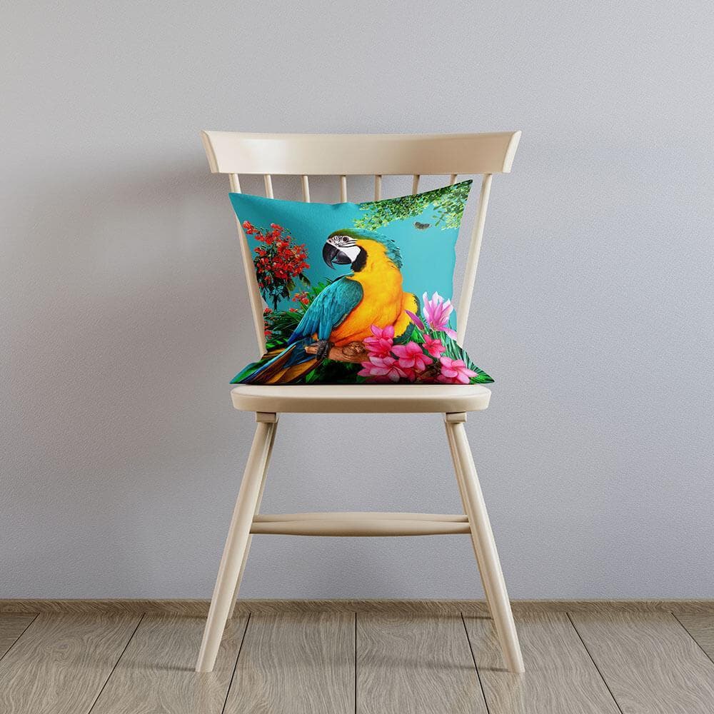Outdoor Garden Waterproof Cushion - Princely Parrot - Prussian Blue 50 x 50 cm by Izabela Peters