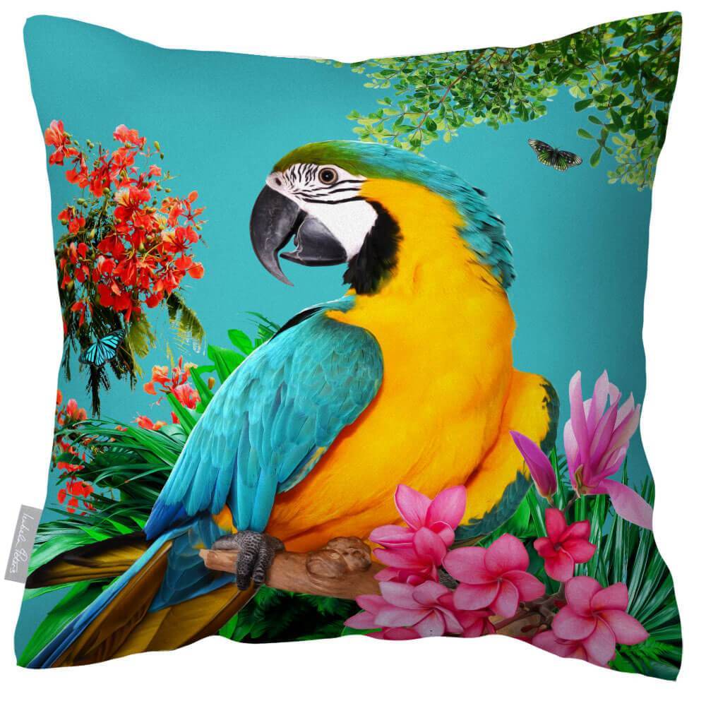 Outdoor Garden Waterproof Cushion - Princely Parrot - Prussian Blue 50 x 50 cm by Izabela Peters