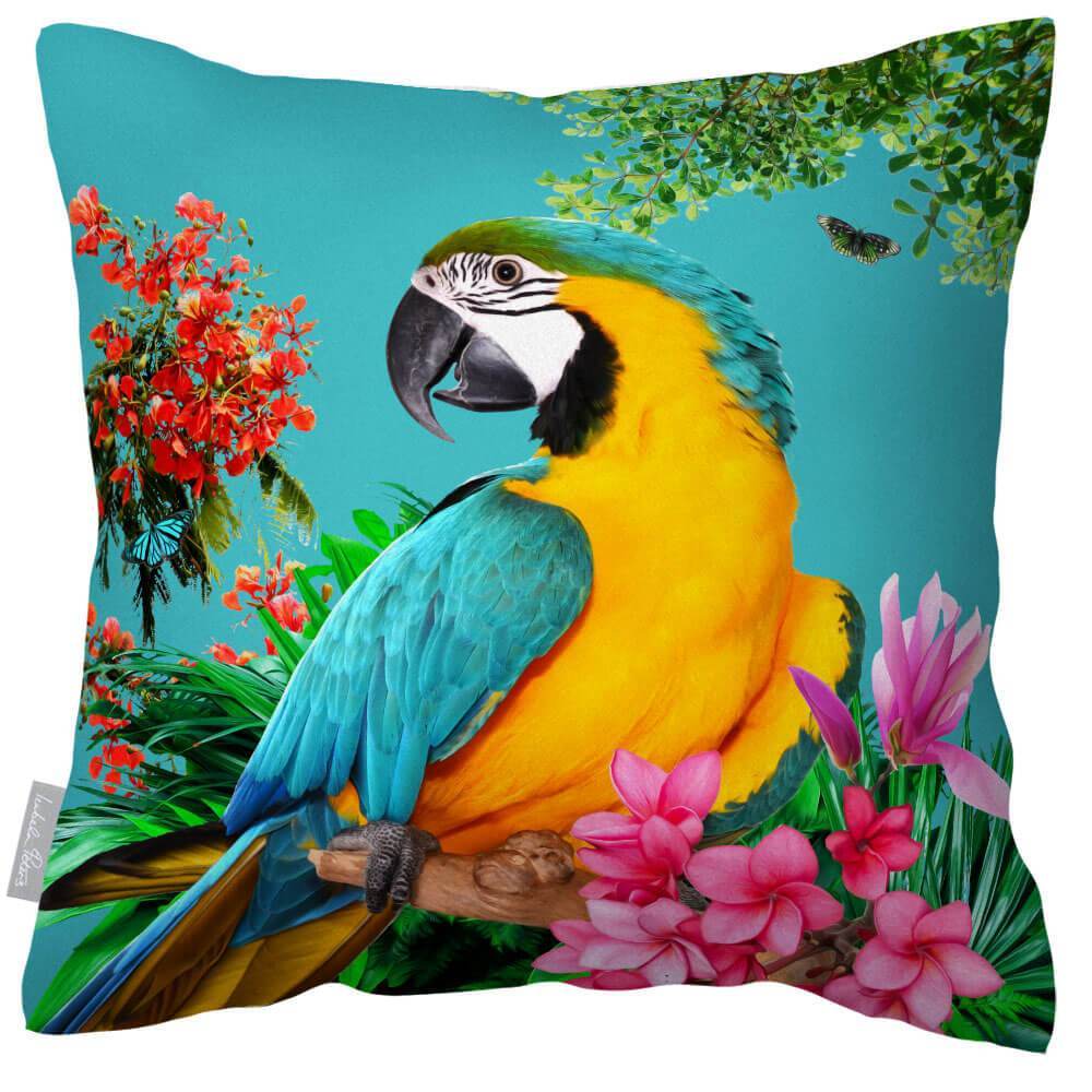 Outdoor Garden Waterproof Cushion - Princely Parrot Luxury Outdoor Cushions Izabela Peters Prussian Blue 40 x 40 cm 