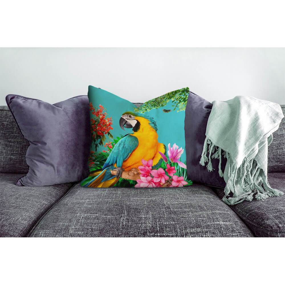 Outdoor Garden Waterproof Cushion - Princely Parrot - Prussian Blue 50 x 50 cm by Izabela Peters
