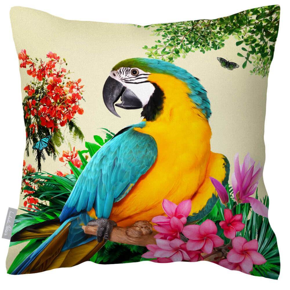 Outdoor Garden Waterproof Cushion - Princely Parrot - Cream 50 x 50 cm by Izabela Peters