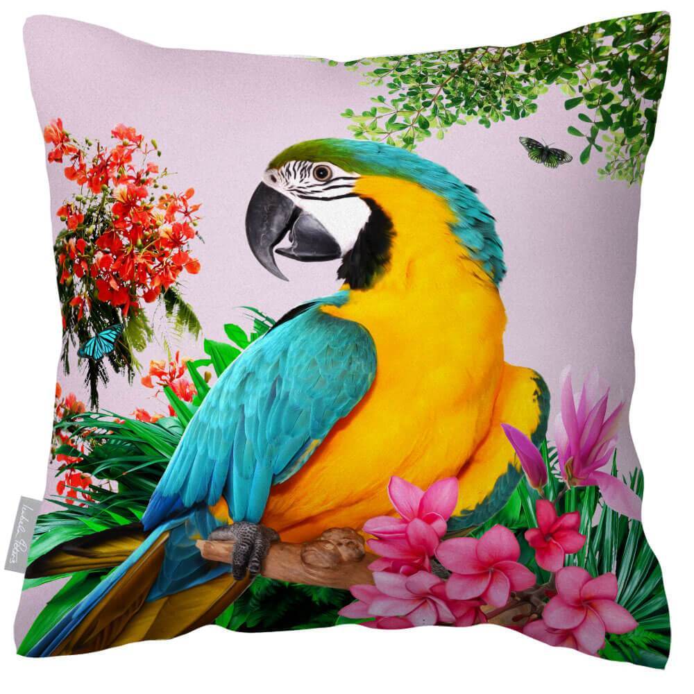 Outdoor Garden Waterproof Cushion - Princely Parrot - Blush Pink 50 x 50 cm by Izabela Peters