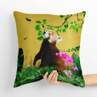 Outdoor Garden Waterproof Cushion - Rare Red Panda - Mustard 50 x 50 cm by Izabela Peters