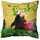 Outdoor Garden Waterproof Cushion - Rare Red Panda - Mustard 50 x 50 cm by Izabela Peters
