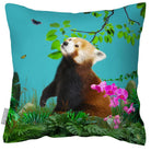Outdoor Garden Waterproof Cushion - Rare Red Panda in Prussian Blue 50 x 50 cm | Izabela Peters
