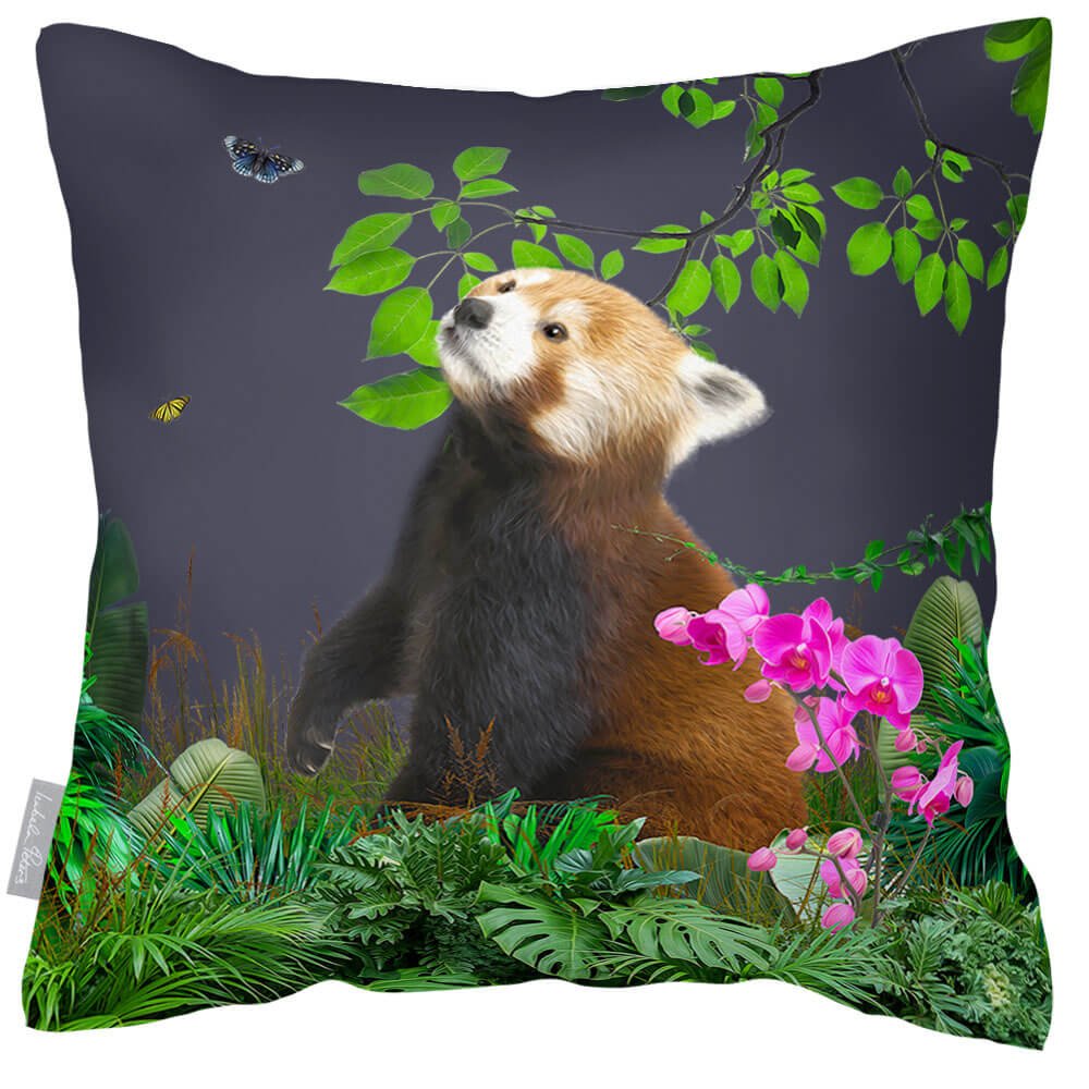 Outdoor Garden Waterproof Cushion - Rare Red Panda  Izabela Peters Graphite 40 x 40 cm 