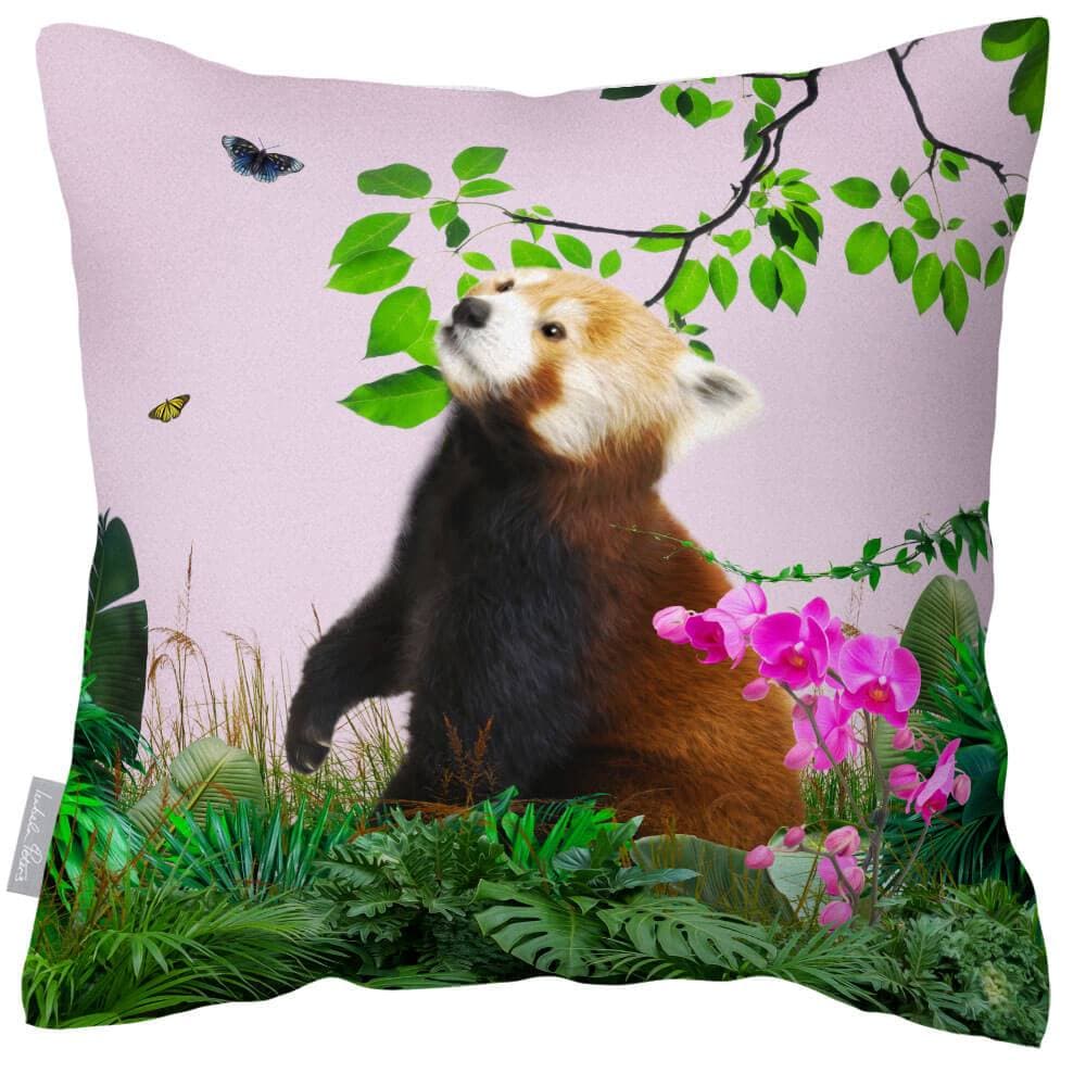 Outdoor Garden Waterproof Cushion - Rare Red Panda - Blush Pink 50 x 50 cm by Izabela Peters