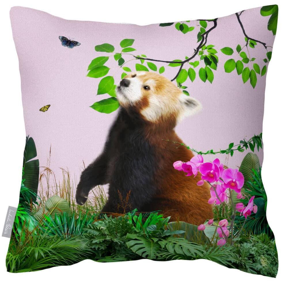 Outdoor Garden Waterproof Cushion - Rare Red Panda  Izabela Peters Blush Pink 40 x 40 cm 